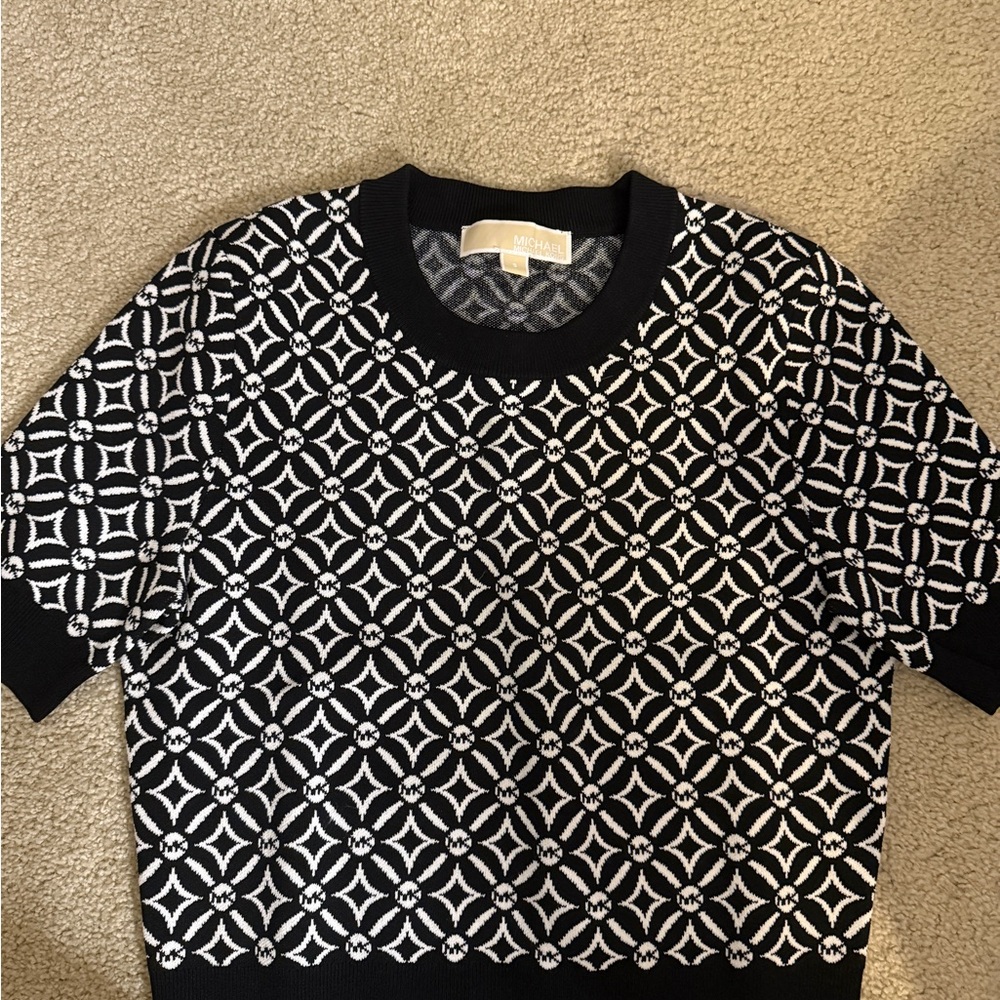 Michael Kors Black and White Knit Top